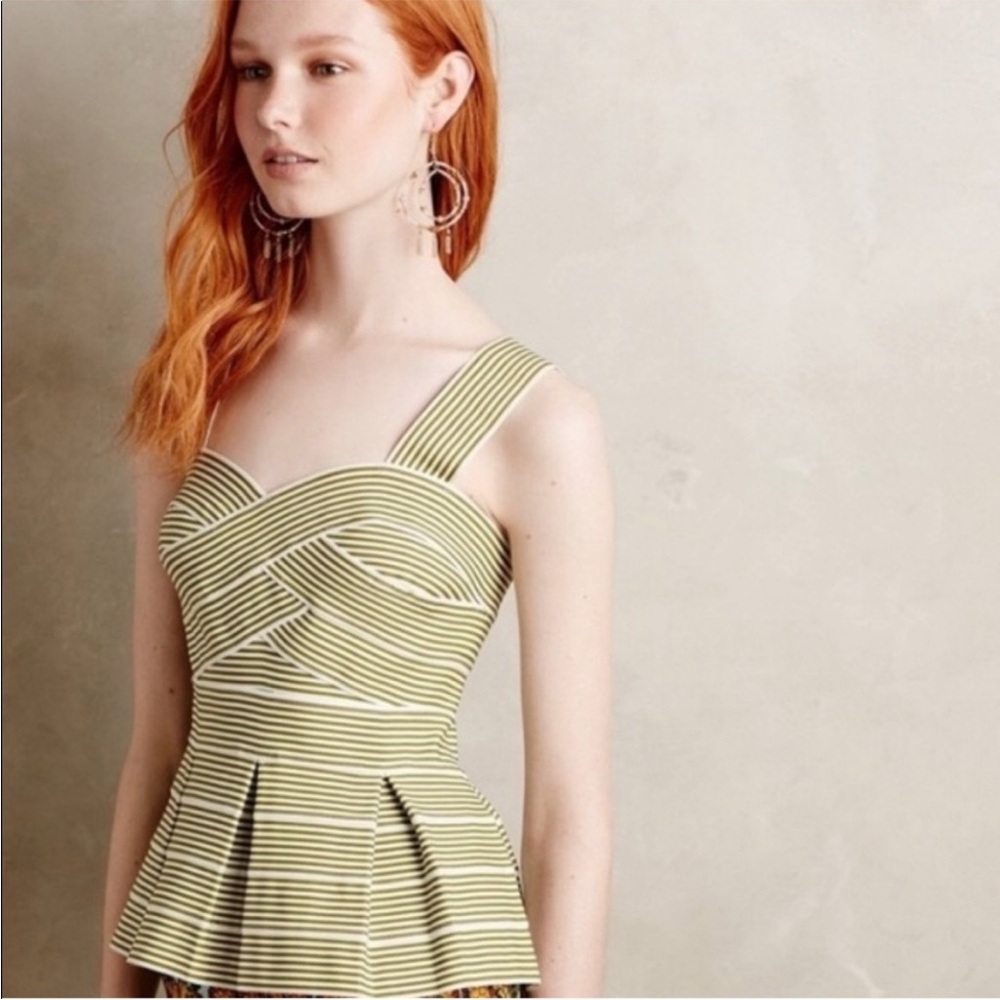 Anthropologie HD in Paris Striped Peplum Top, worn once, EUC